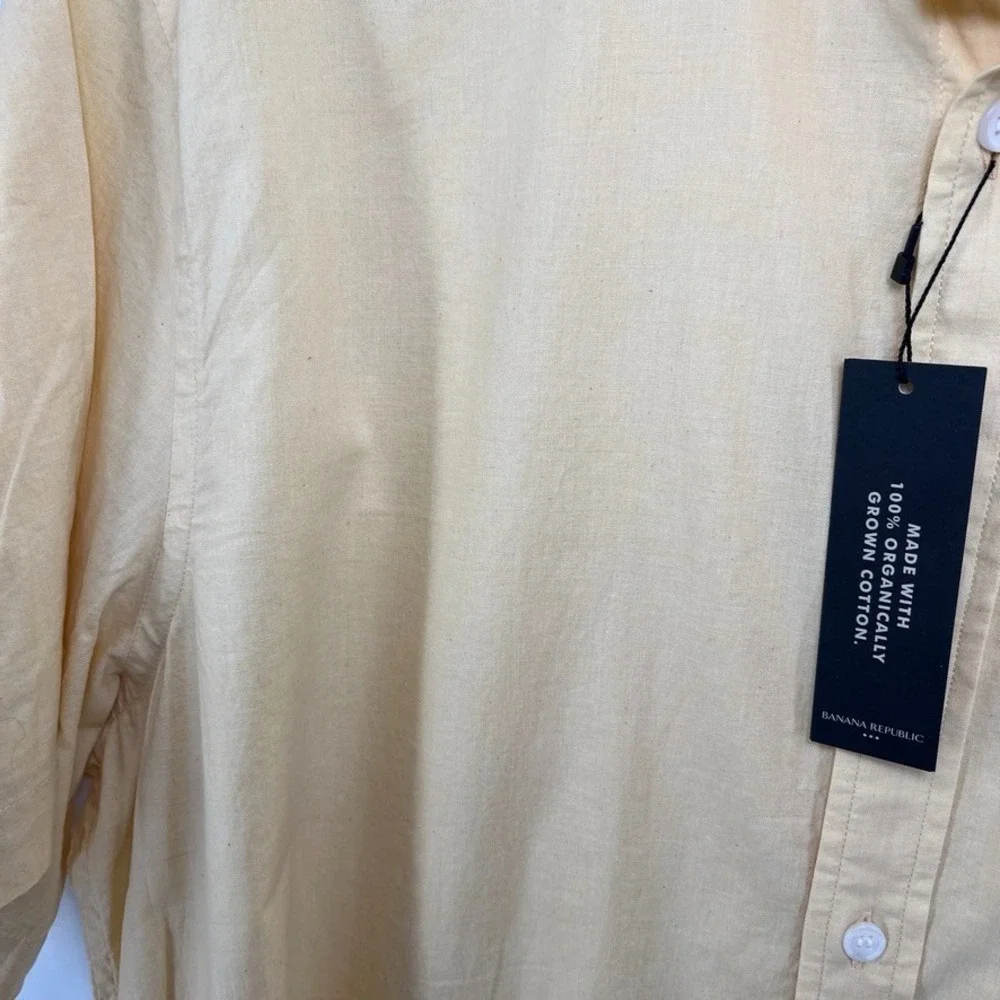 Banana Republic Shirt Men XL Tall Yellow Organic Cotton Slim Fit Beach Preppy